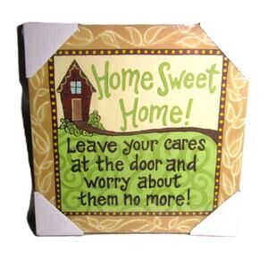 Laura Kirkland Designs Home Sweet Home Sign Square Canvas on Wood Frame 10x10 in